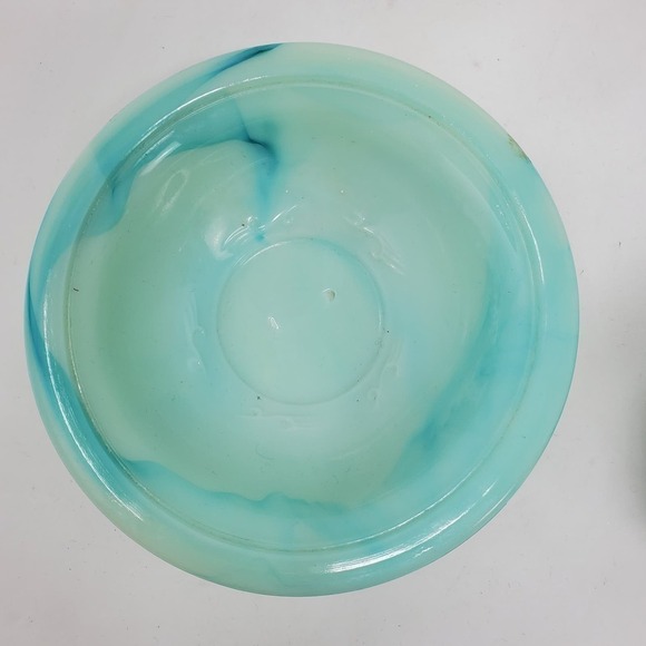 Vintage Avon Bath Oil Milk Glass Decanter Stopper Jadeite Rose Floral Bottle - Picture 11 of 13